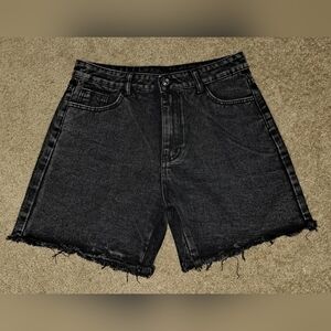 Black Denim High Waisted Shorts